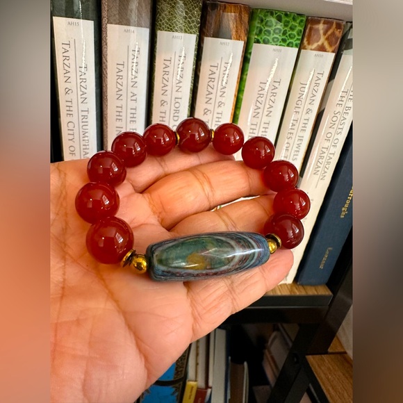 CARNELIAN + OCEAN JASPER NATURAL STONES BRACELET size 7 - Picture 12 of 12